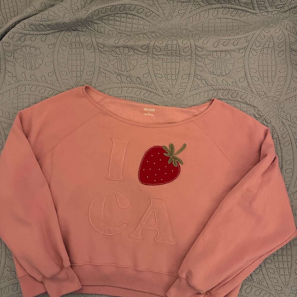 Hollister Pink Strawberry Crew Neck Sweater